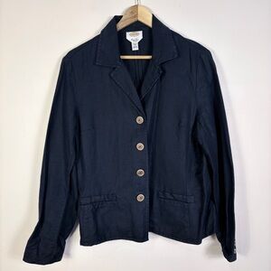 Talbots Irish Linen Navy Blue Blazer Preppy Coastal Classic